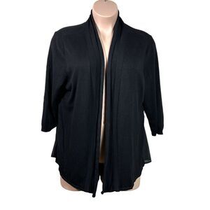 CJ Banks Black Cardigan with Half Sweater, Half Sheer Fabric in Back, Size 1X